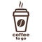 Coffee to go, sticker in the window, vector logo, web icon, button, label, sign, stencil, pictograph. Flat linear