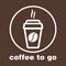 Coffee to go, sticker in the window, vector logo, web icon, button, label, sign, stencil, pictograph. Flat linear