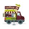 Coffee Truck, Street Meal Van, Mobile Shop Vector Illustration