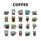 Coffee Types Energy Morning Drink Icons Set Vector