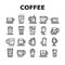 Coffee Types Energy Morning Drink Icons Set Vector