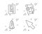 Coffee vending, Settings blueprint and Rocket icons set. Mouse cursor sign. Vector