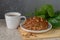 Coffee Walnut bread served with coffee - Food photography