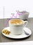 Coffee, white coffee, latte coffee. Effects A cup of cappuccino coffee is depicted in a rising line of caffeine