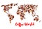 Coffee world map symbol for drink and food design