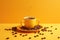 Coffee yellow cup drink. Generate Ai