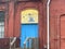 Coffeee House rear entrance blue door vintage