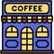 Coffeehouse, coffee shop or cafe icon