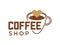 Coffeeshop coffee cup and cappuccino heart vector icon for cafe