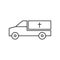 Coffin car line icon. Burial outline transport. Vector isolated