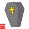 Coffin color line icon, halloween and scary, casket sign vector graphics, editable stroke filled outline icon, eps 10.