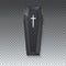 Coffin icon with a metal crucifix and handles on an isolated transparent background