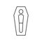 Coffin outline icon. Death line symbol. Burial concept. Vector illustration