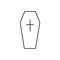 Coffin outline icon. Death line symbol. Burial concept. Vector illustration