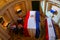 Coffins covered with national flags in National Pantheon of the