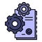 Cog gear paper icon color outline vector