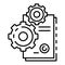 Cog gear paper icon, outline style