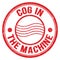 COG IN THE MACHINE text on red round postal stamp sign