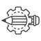 Cog wheel pencil icon, outline style