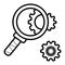 Cog wheels inspection flat icon. Configuration vector illustration