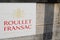 Cognac , Aquitaine / France - 12 04 2019 : roullet fransac store panel sign logo in building shop factory cognac city in Charente