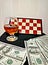 Cognac money and chess board