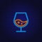 Cognac Neon Design Element. A Glass of Cognac. Strong Alcoholic Drink. Glowing vector. Illustration