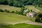 Cognac vineyard, village and Bouteville Church and castle, vintage great champagne