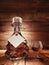 Cognac on a wooden table.