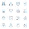 Cognitive computing linear icons set. Intelligence, Learning, Perception, Cognition, Neural, Reasoning, Knowledge line