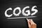 COGS Cost of Goods Sold - carrying value of goods sold during a particular period, acronym text on blackboard