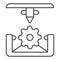Cogwheel 3d printing thin line icon. 3d printing mechanics vector illustration isolated on white. Gear 3d print process