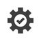 Cogwheel and checkmark black vector icon