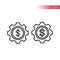 Cogwheel and dollar coin simple thin line vector icon