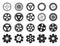 Cogwheel flat machine gear icon. Set of black machine gear on a white background: wheel cogwheel vector, set of gear