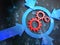 Cogwheel Gear Icon on Digital Background.