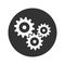 Cogwheel icon. Sprocket wheel logo. Settings button sign. Mechanic gears symbol. Black silhouette isolated on white background. Ve