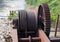 Cogwheel of old dam closing mechanism, close-up