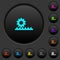 Cogwheel with rack pinion dark push buttons with color icons