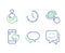 Cogwheel settings, Incoming call and Share icons set. Time, Talk bubble and Smile face signs. Vector