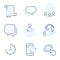 Cogwheel settings, Incoming call and Share icons set. Time, Talk bubble and Smile face signs. Vector