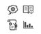 Cogwheel, Technical info and Manual doc icons. Histogram sign. Engineering tool, Documentation, Project info. Vector