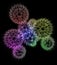 Cogwheels in colorful technology center flare