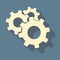 Cogwheels Icon in Trendy Flat Style with Shadow, Engineering Background