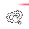 Cogwheels with magnifying glass line icon