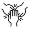 Cohesion teamwork hands icon, outline style