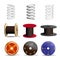 Coil spring icon set, realistic style