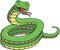 Coiled Green Snake Cartoon Color Illustration