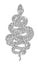 Coiled snake silver glitter illustration over white