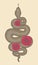 Coiled snake woth roses detailed illustration